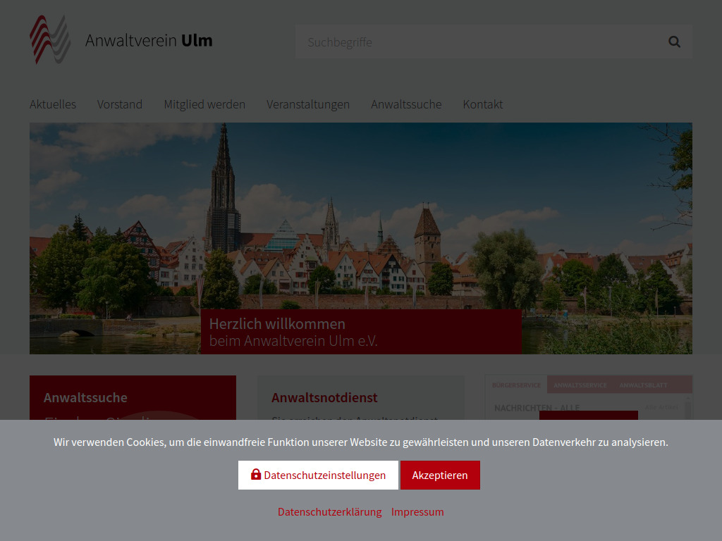 Website von AnwaltVerein Ulm e.V. in Ulm