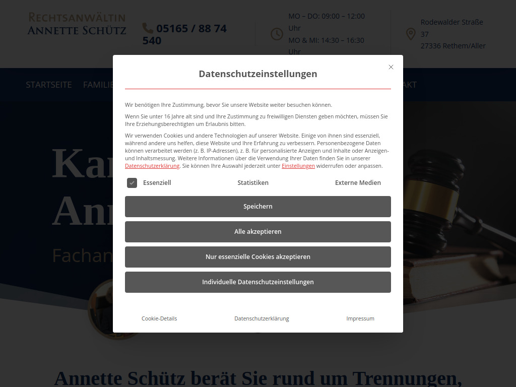 Website von Rechtsanwältin Annette Schütz in Rethem/Aller
