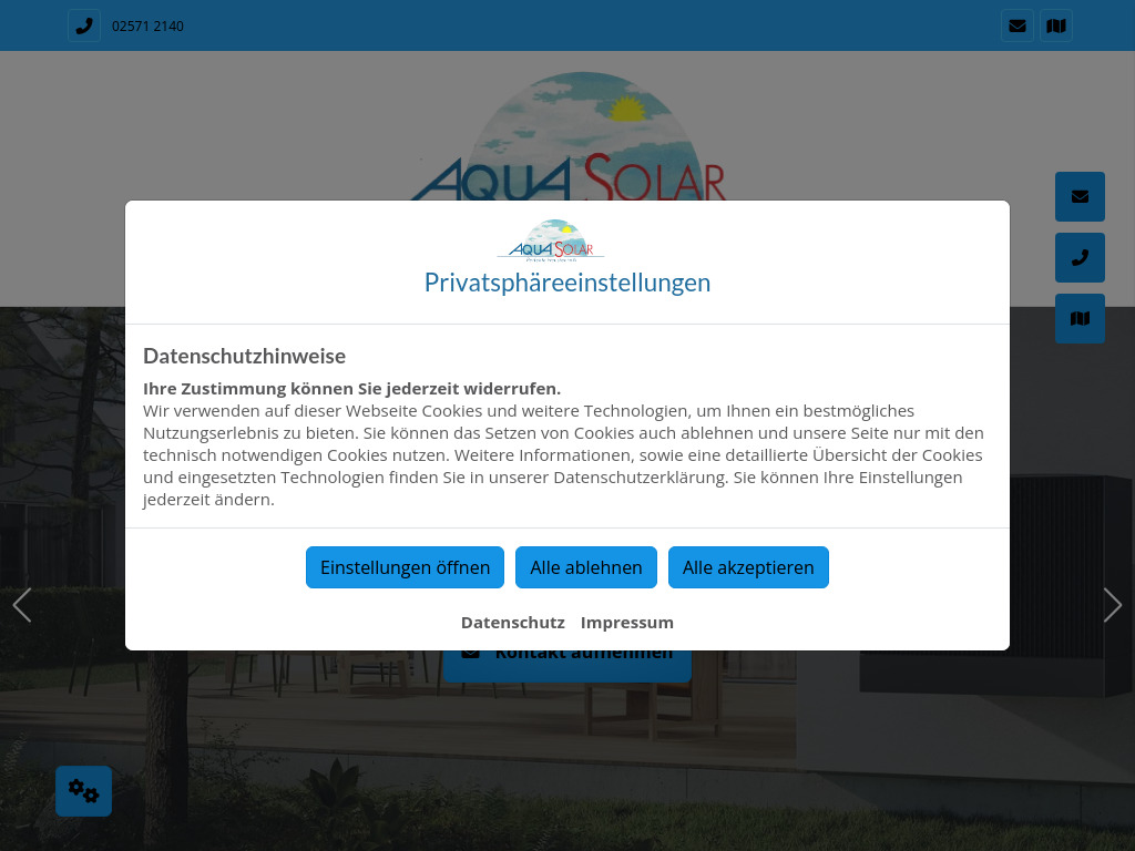 Website von Aquasolar Systemtechnik GmbH in Münster