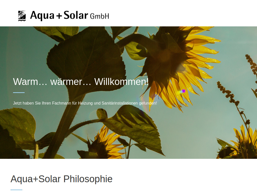 Website von Aqua und Solar GmbH in Unterwaldhausen