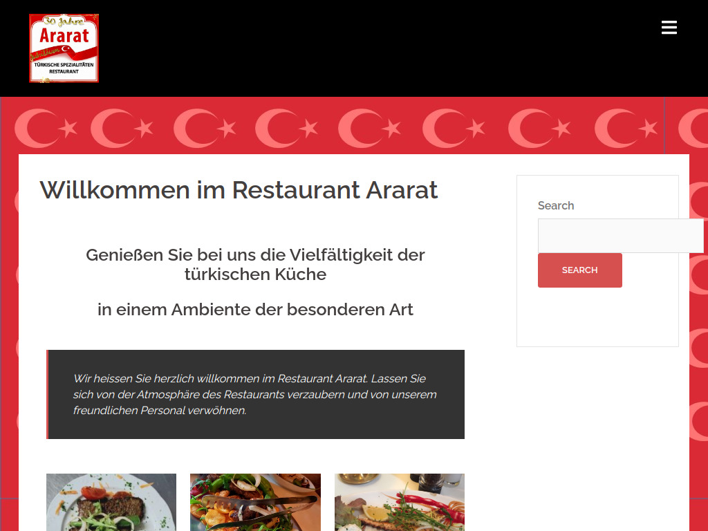 Website von Restaurant Ararat in Würzburg