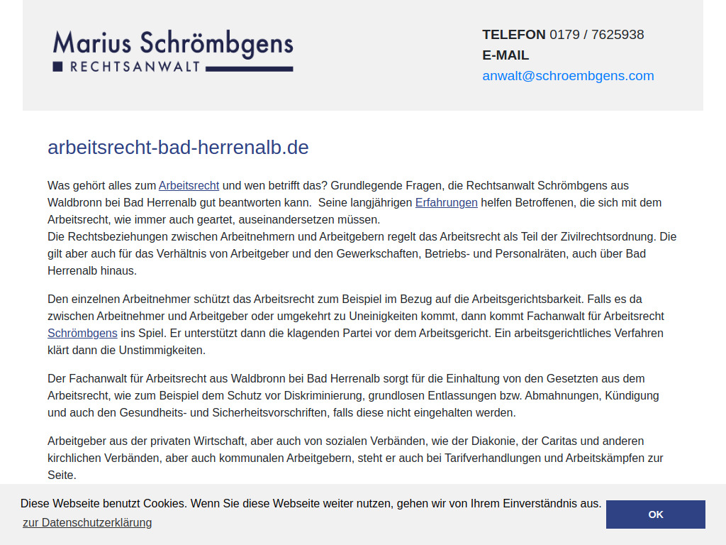Website von Rechtsanwalt Marius Schrömbgens in Waldbronn