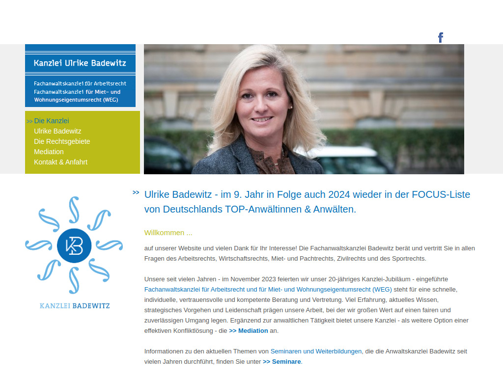 Website von Kanzlei Ulrike Badewitz in Berlin