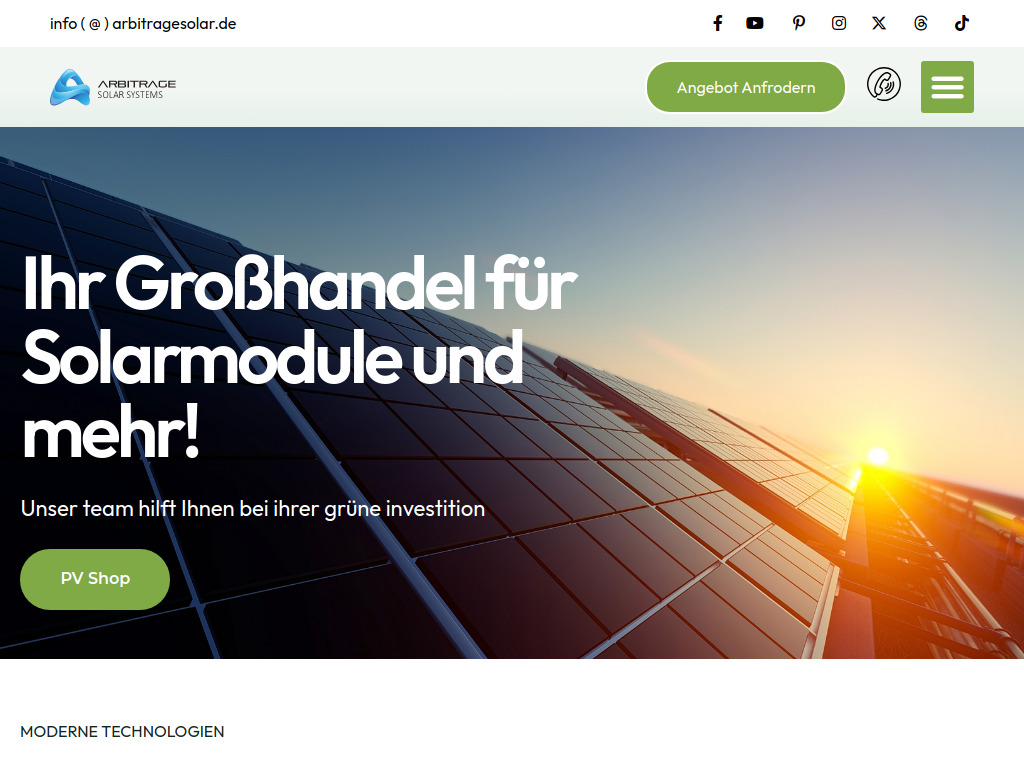 Website von ARBITRAGE SALES LTD. in Köln