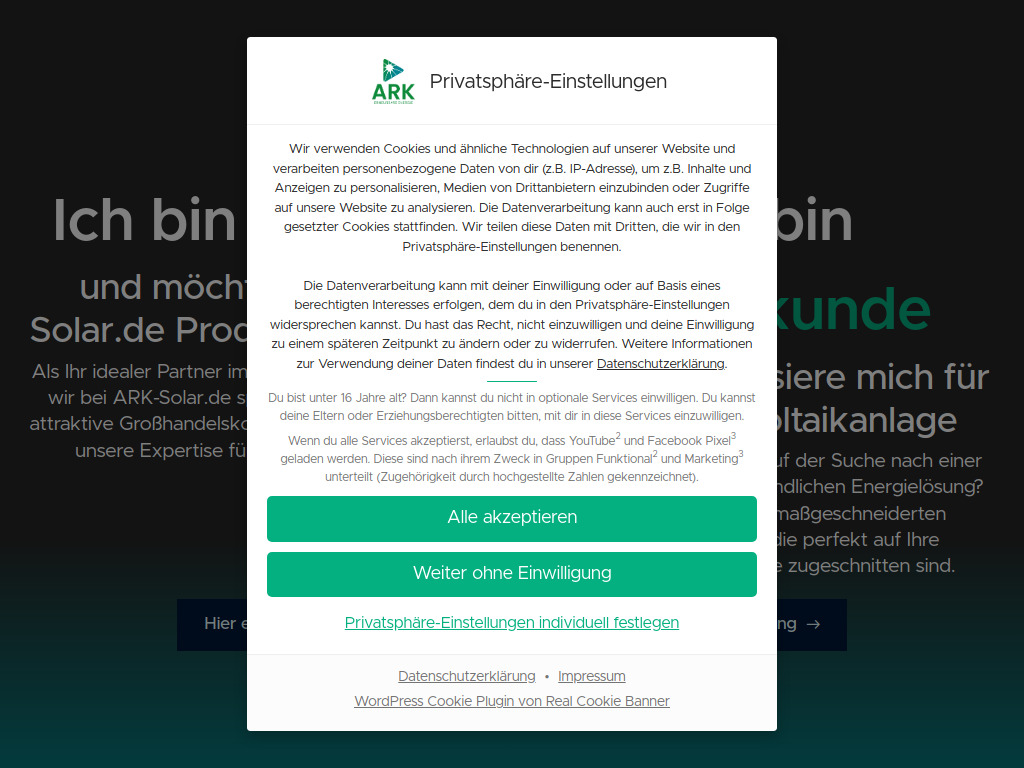 Website von ARK Erneuerbare Energie GmbH in Bremerhaven