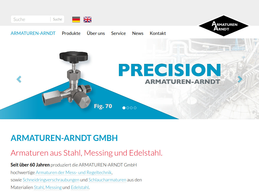 Website von ARMATUREN-ARNDT GmbH in Troisdorf