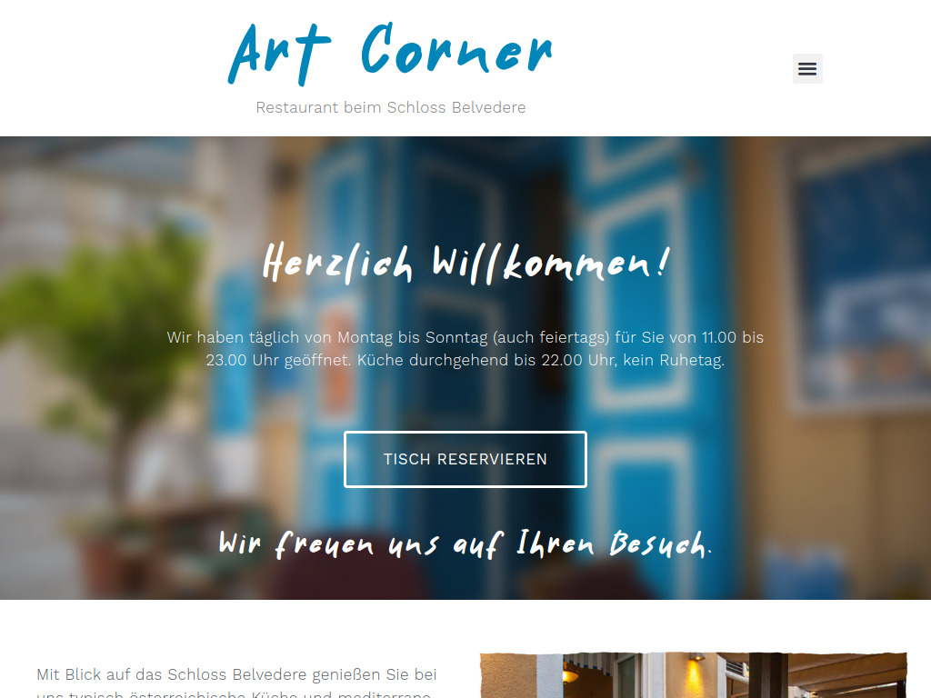 Website von Art Corner Restaurant