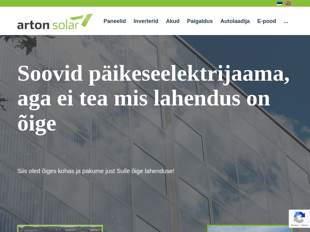 Website von Arton Solar in Tallinn