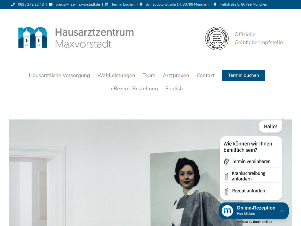 Website von MVZ Hausarztzentrum Maxvorstadt in München