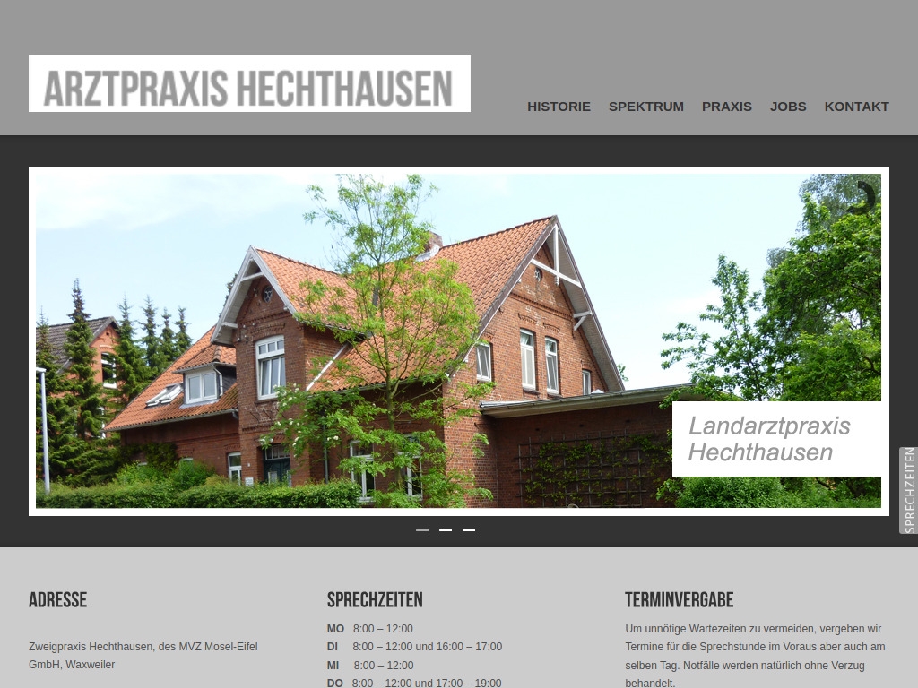 Website von Zweigpraxis Hechthausen, des MVZ Mosel-Eifel GmbH in Hechthausen