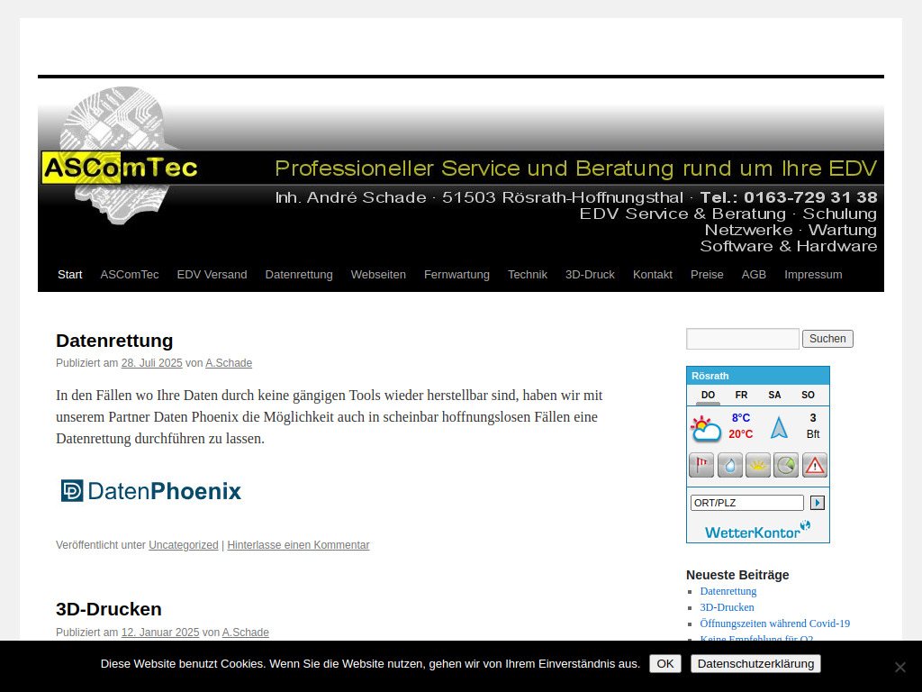Website von ASComTec in Rösrath Hoffnungsthal