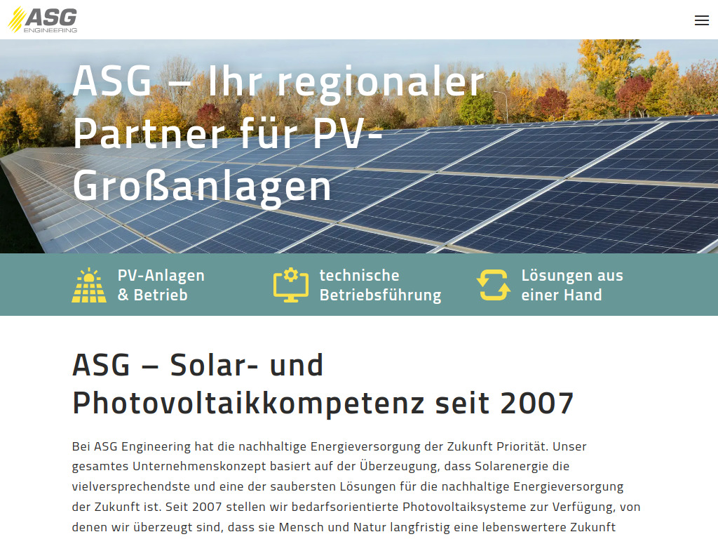 Website von ASG Engineering GmbH in Köthen