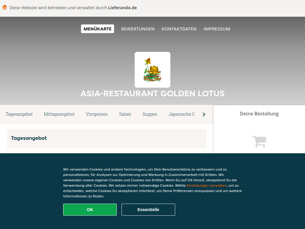 Website von Asia-Restaurant Golden Lotus in Neuwied