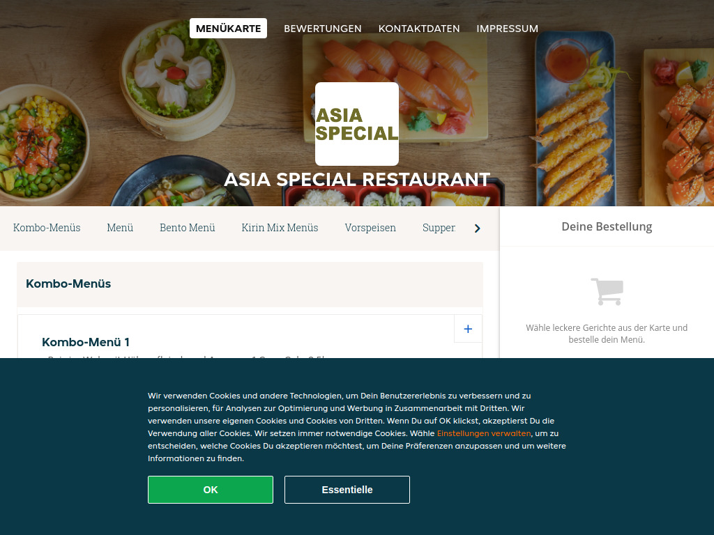 Website von Asia Special Restaurant - Essen online bestellen in Wien in Wien