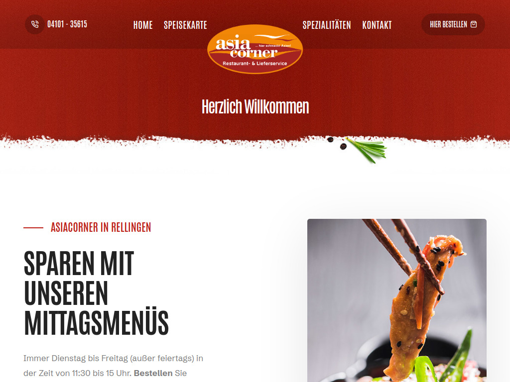 Website von Asiacorner in Rellingen