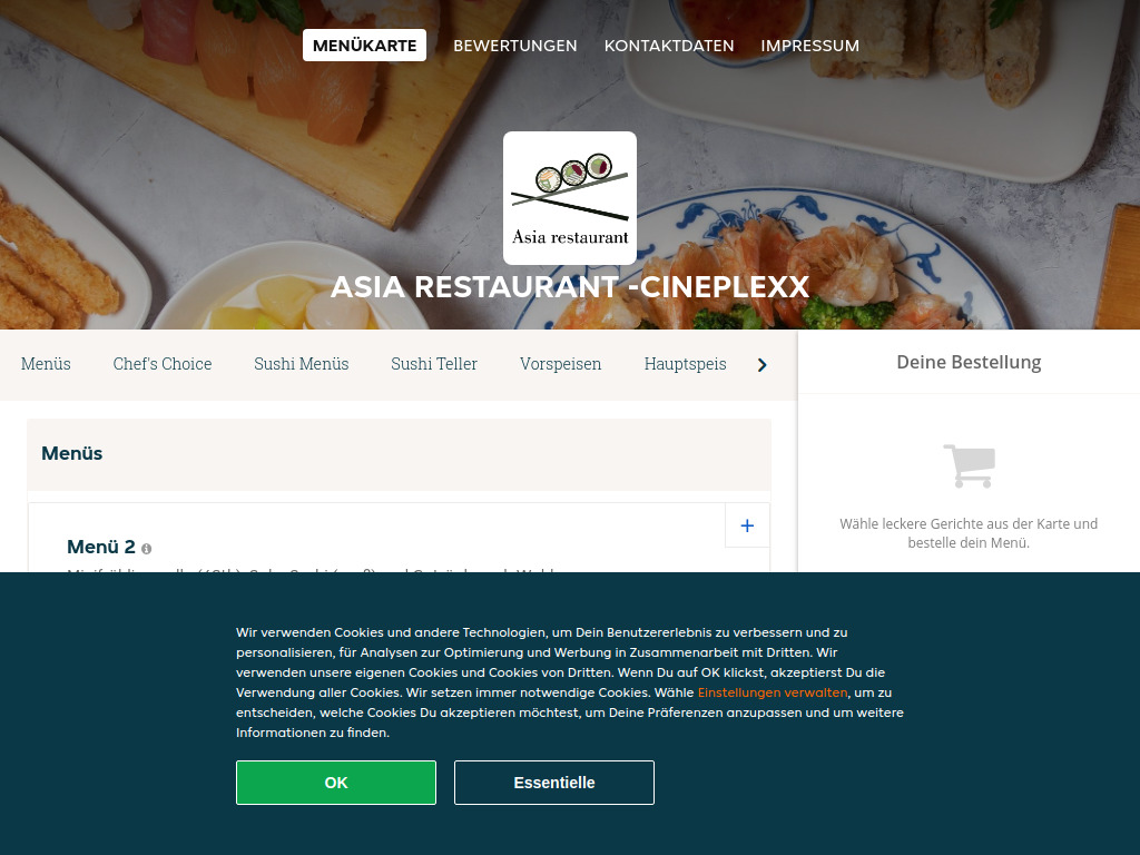 Website von Asia Restaurant -Cineplexx - Essen online bestellen in Graz in Graz