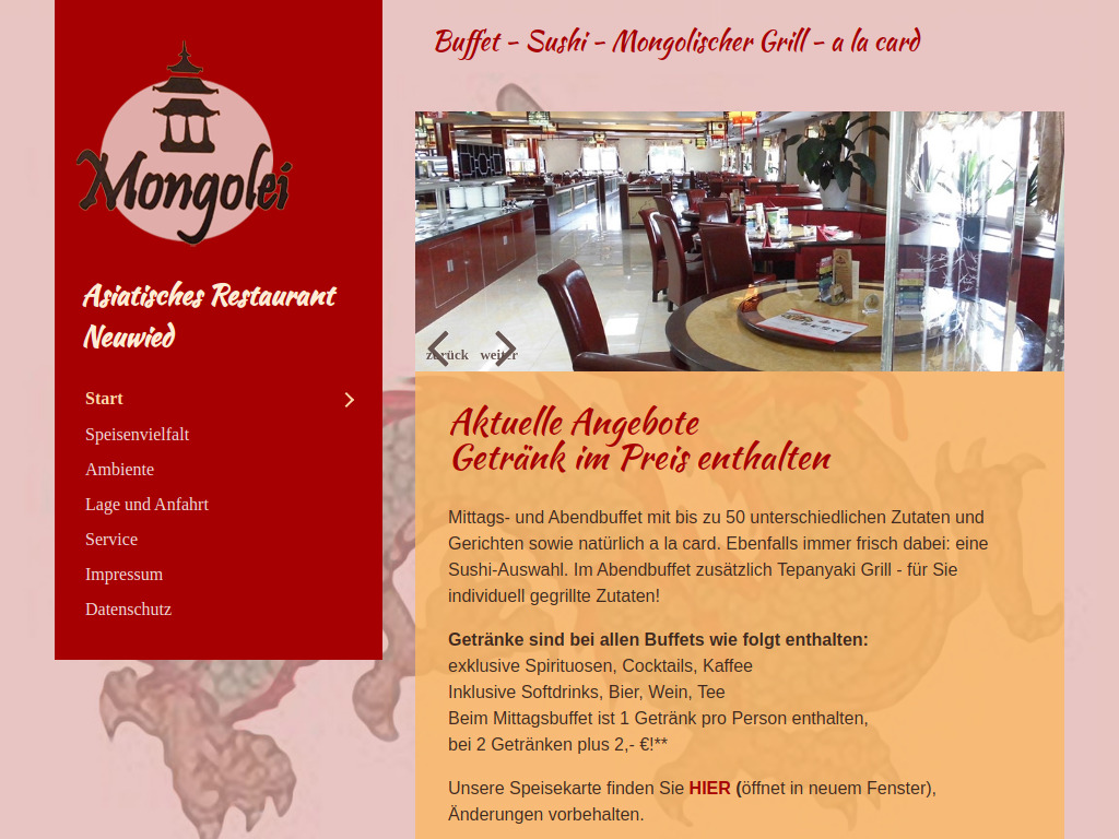 Website von Asiarestaurant Mongolei in Neuwied