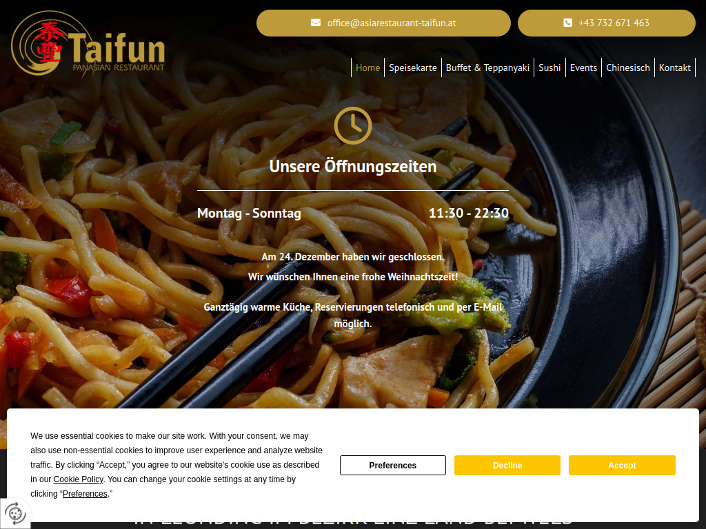Website von Restaurant Taifun in Leonding