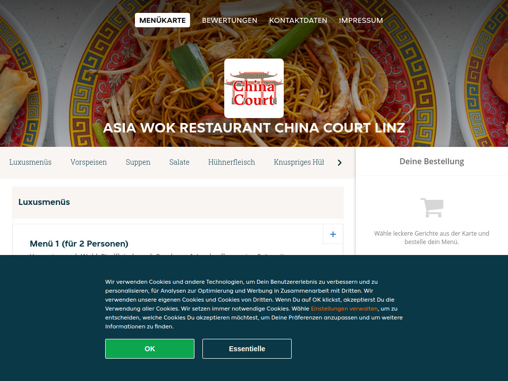 Website von Asia Wok Restaurant China Court Linz - Essen online bestellen in Linz in Linz