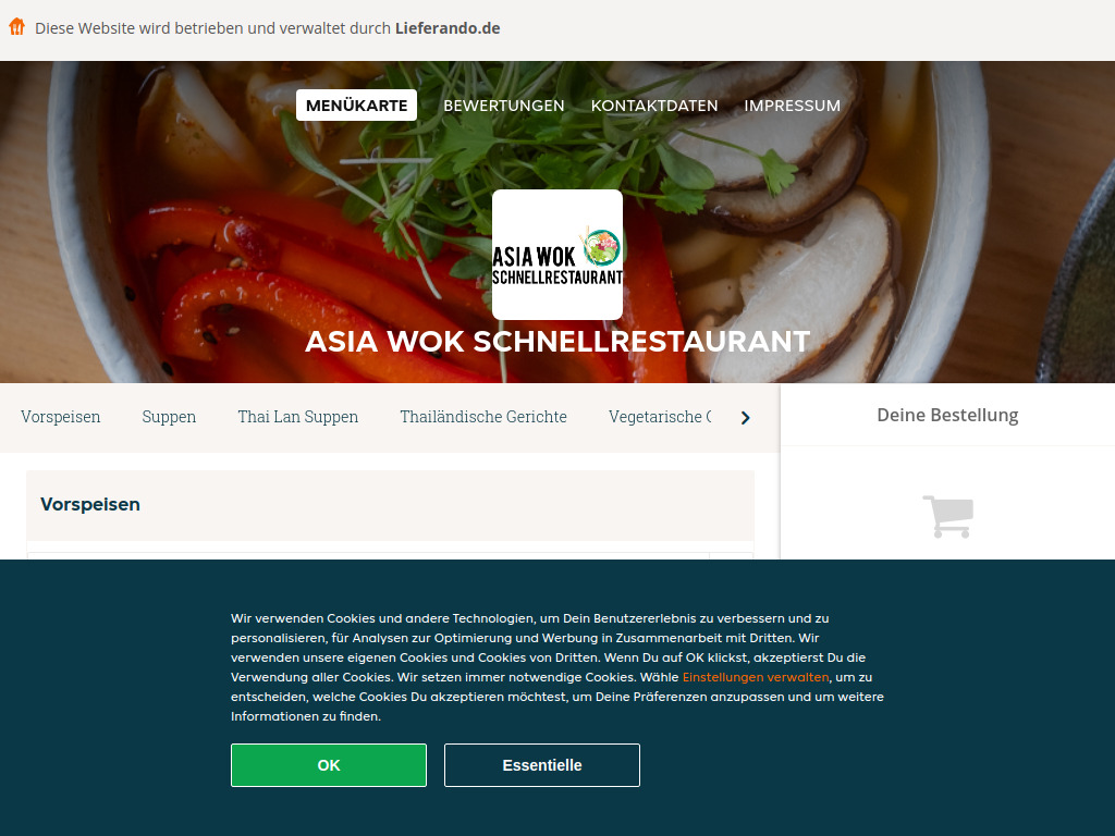 Website von Asia Wok Schnellrestaurant - Essen online bestellen in Nördlingen in Nördlingen