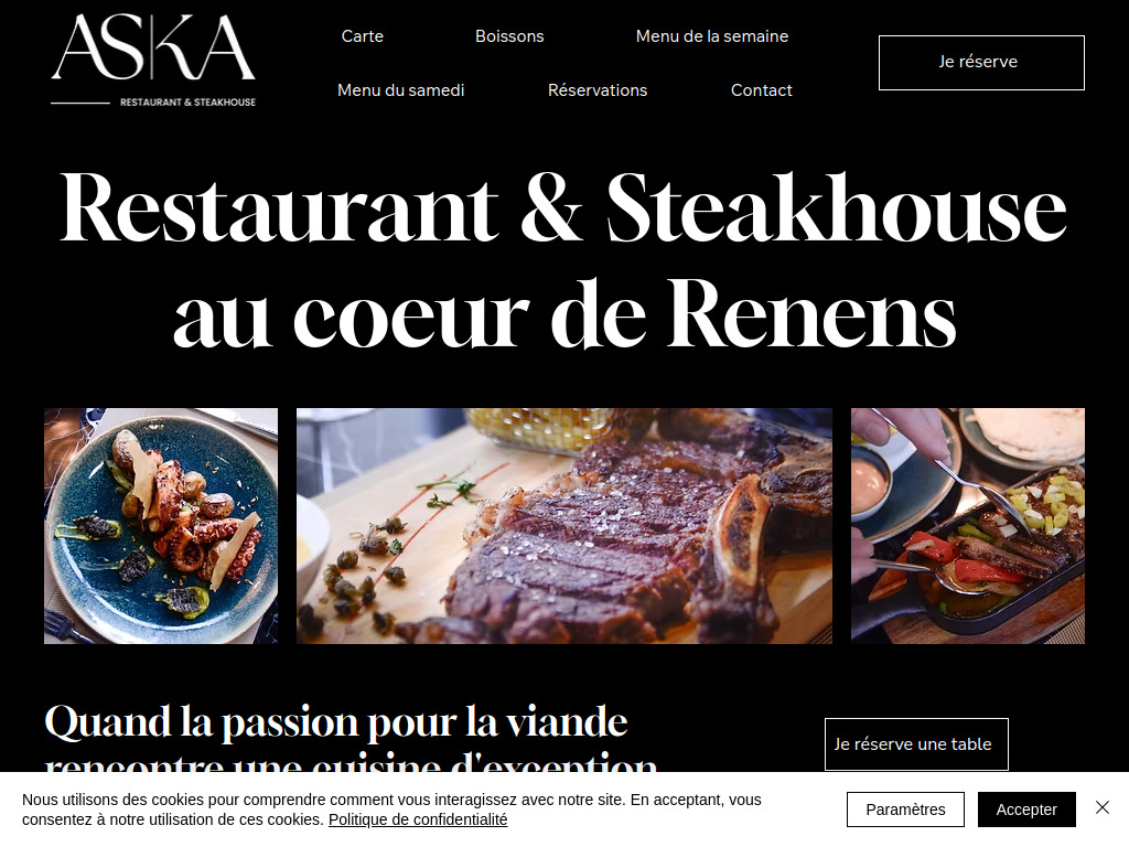 Website von Aska Restaurant in Renens