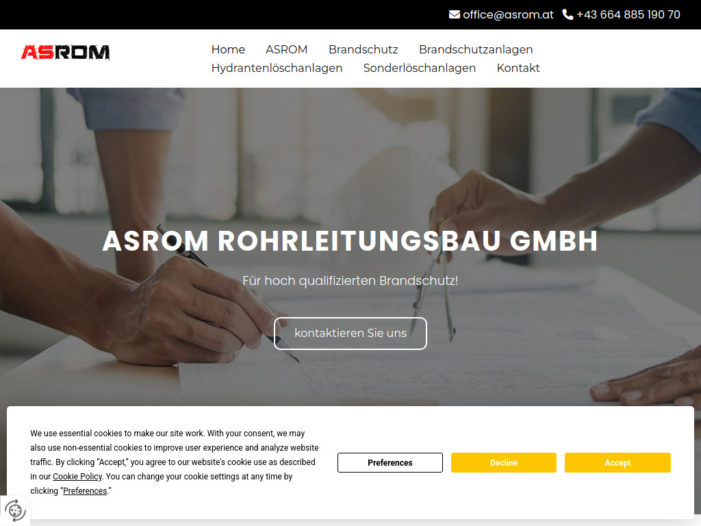 Website von ASROM Rohrleitungsbau GmbH in Antau