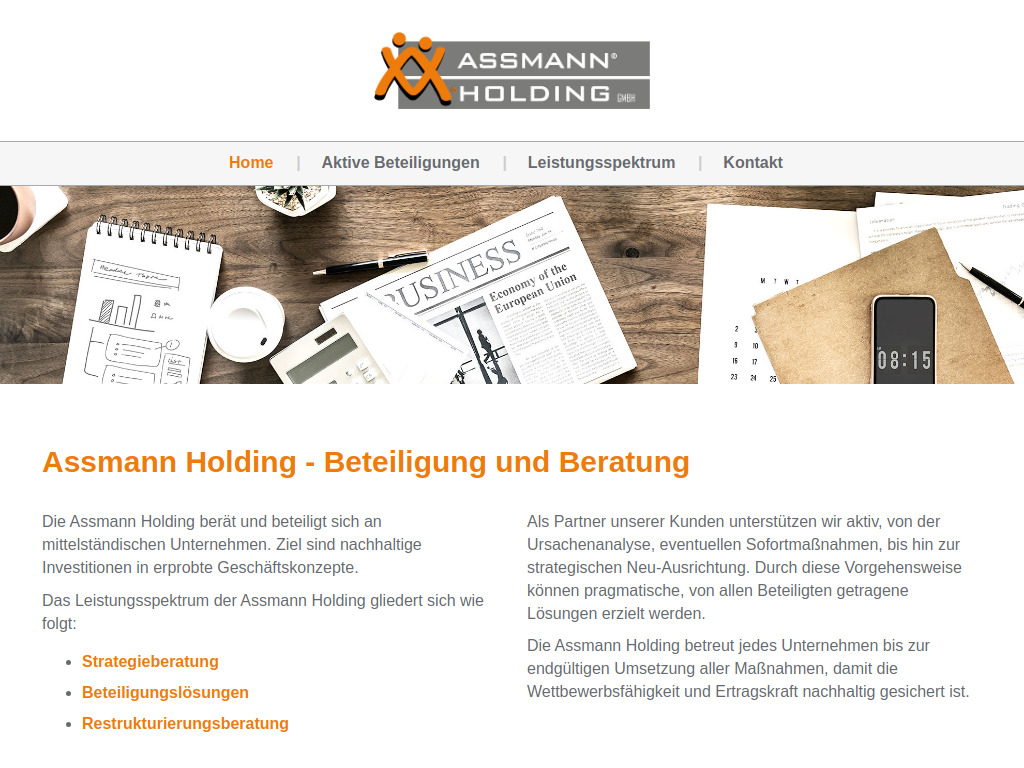 Website von Assmann Holding GmbH in Nürnberg