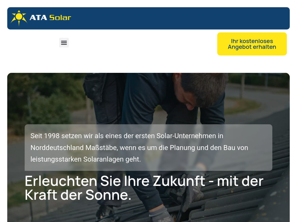 Website von ATA Solar
