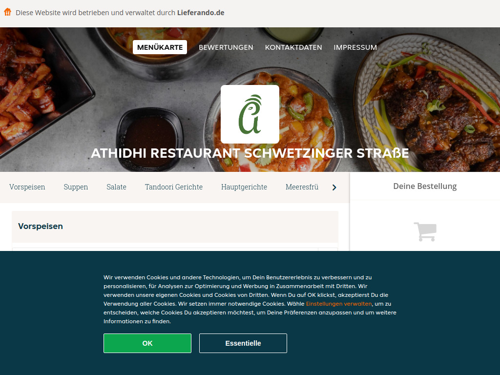 Website von Athidhi Restaurant Schwetzinger Straße - Essen online bestellen in Heidelberg in Heidelberg