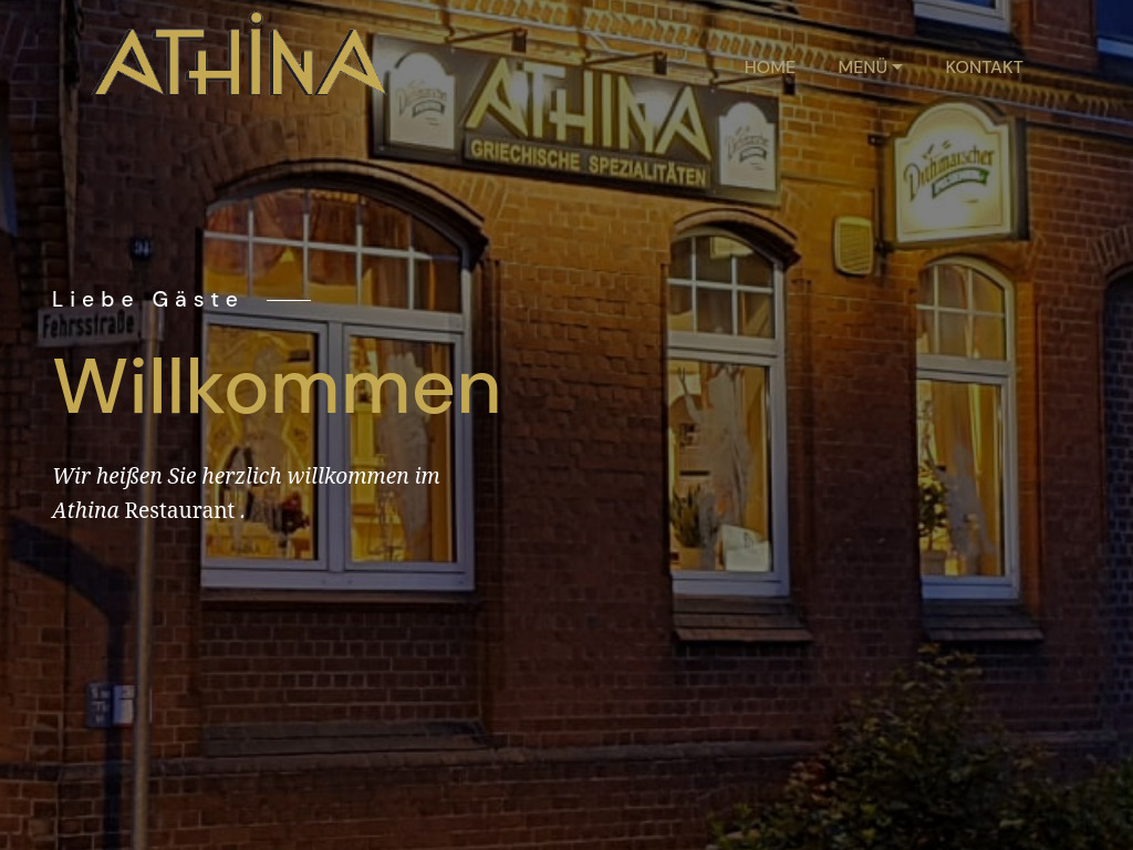 Website von Restaurant Athina in Itzehoe