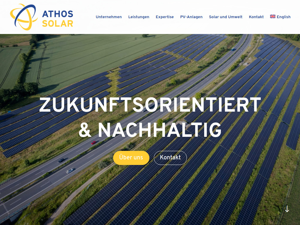 Website von Athos Solar GmbH in Heidelberg