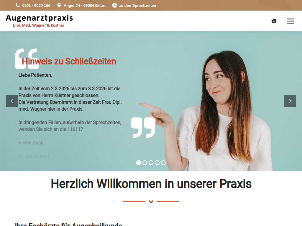 Website von Augenarztpraxis Wagner & Küstner in Erfurt