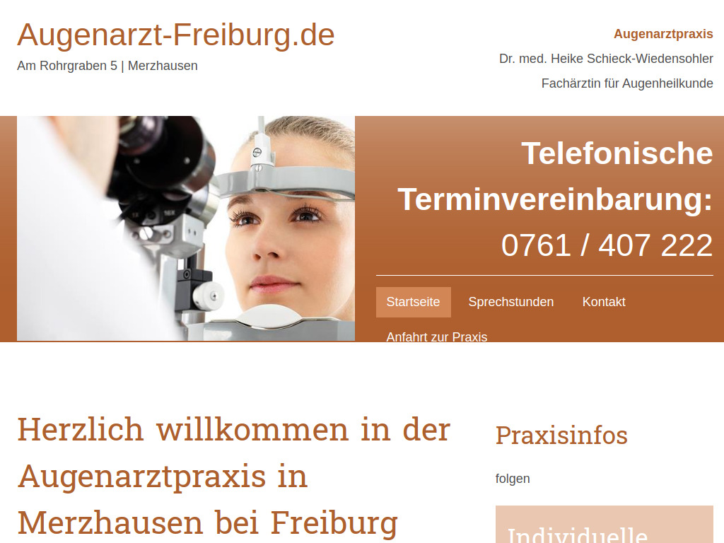Website von Augenarztpraxis Dr. med. Heike Schieck-Wiedensohler in Merzhausen