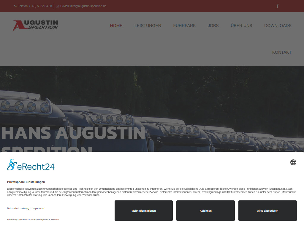 Website von Hans Augustin Spedition - Handel mit Rohstoffen aller Art e.k. in Bad Harzburg