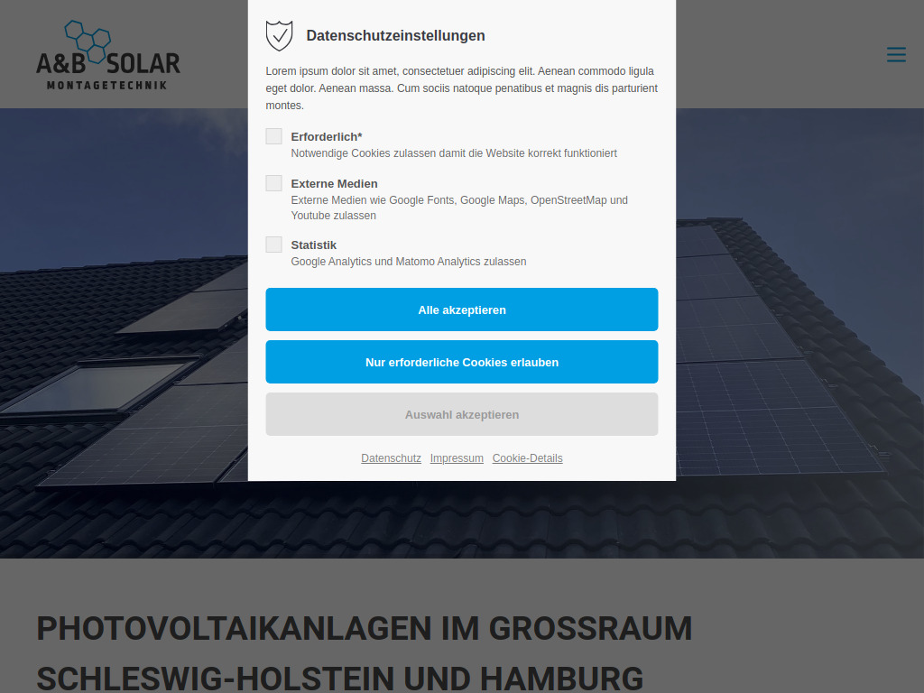 Website von A&B Solar GmbH in Kiel