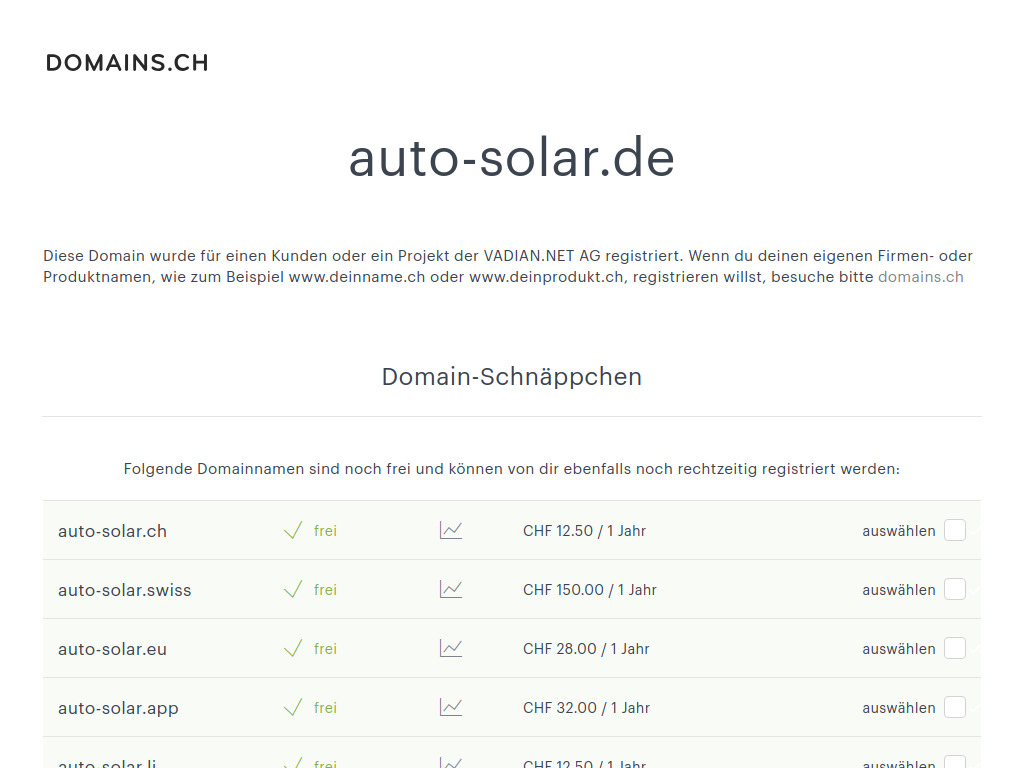 Website von VADIAN.NET AG in St. Gallen