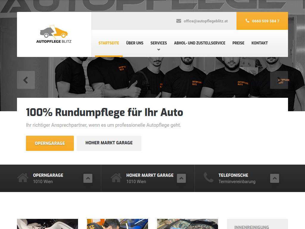 Website von Autopflege Blitz in Wien
