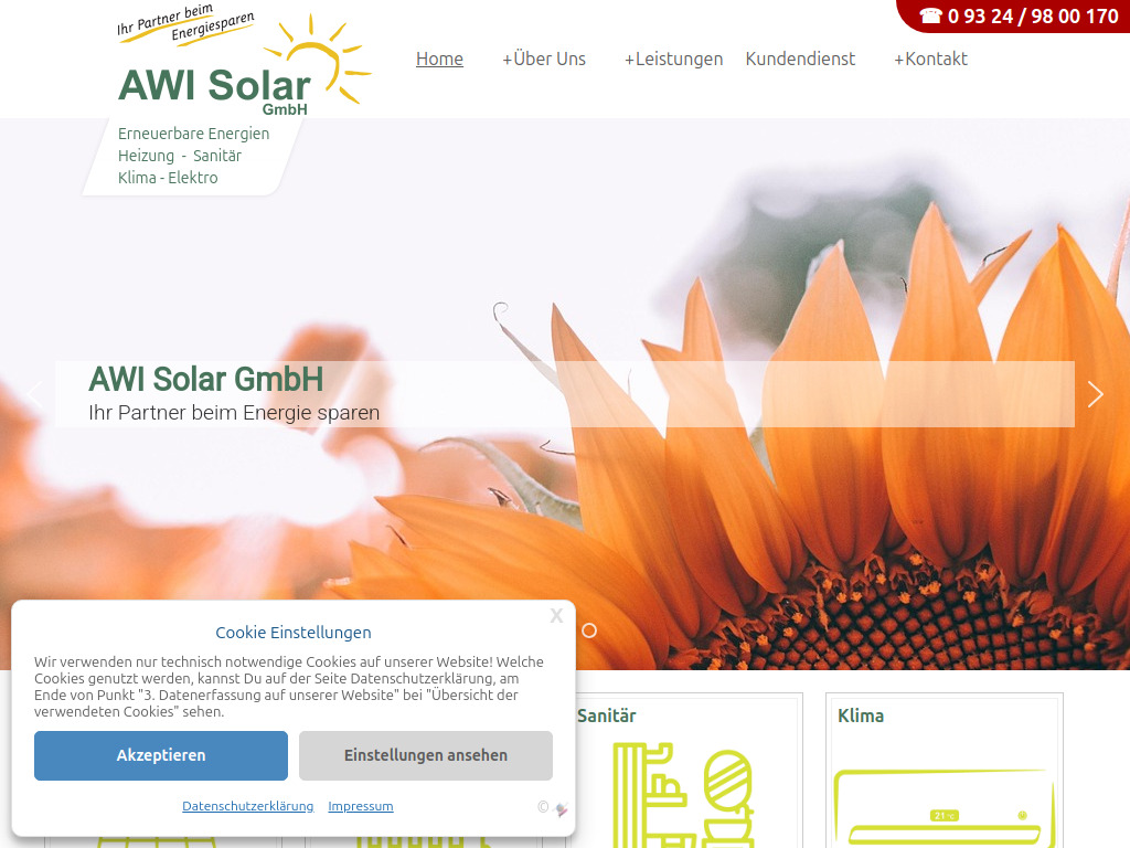 Website von AWI Solar GmbH in Schwarzach am Main