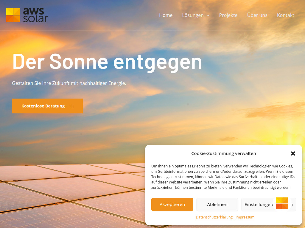 Website von AWS Solar AG in Bazenheid