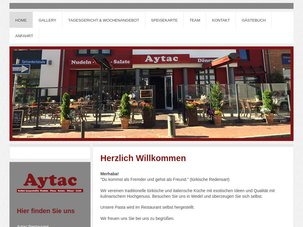 Website von Aytac Restaurant in Wedel