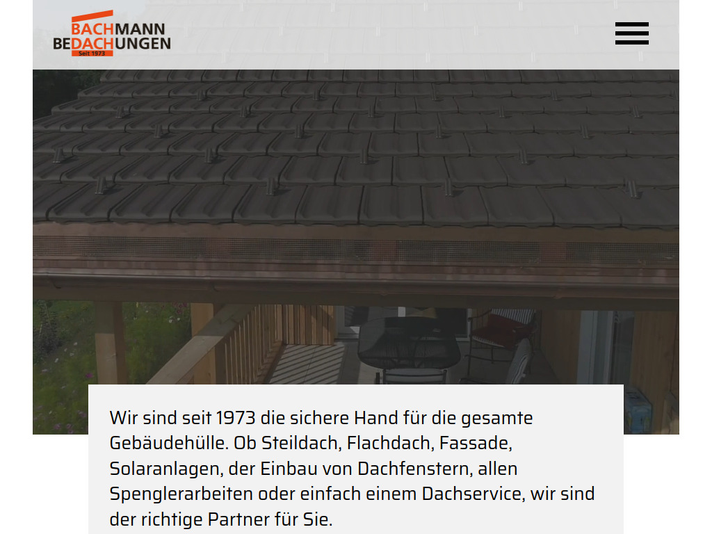 Website von Bachmann Bedachungen AG in Wagen