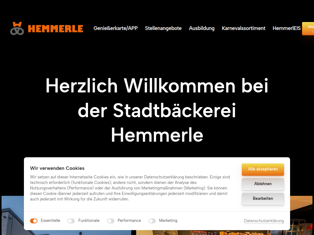Website von Bäckerei Hemmerle KG