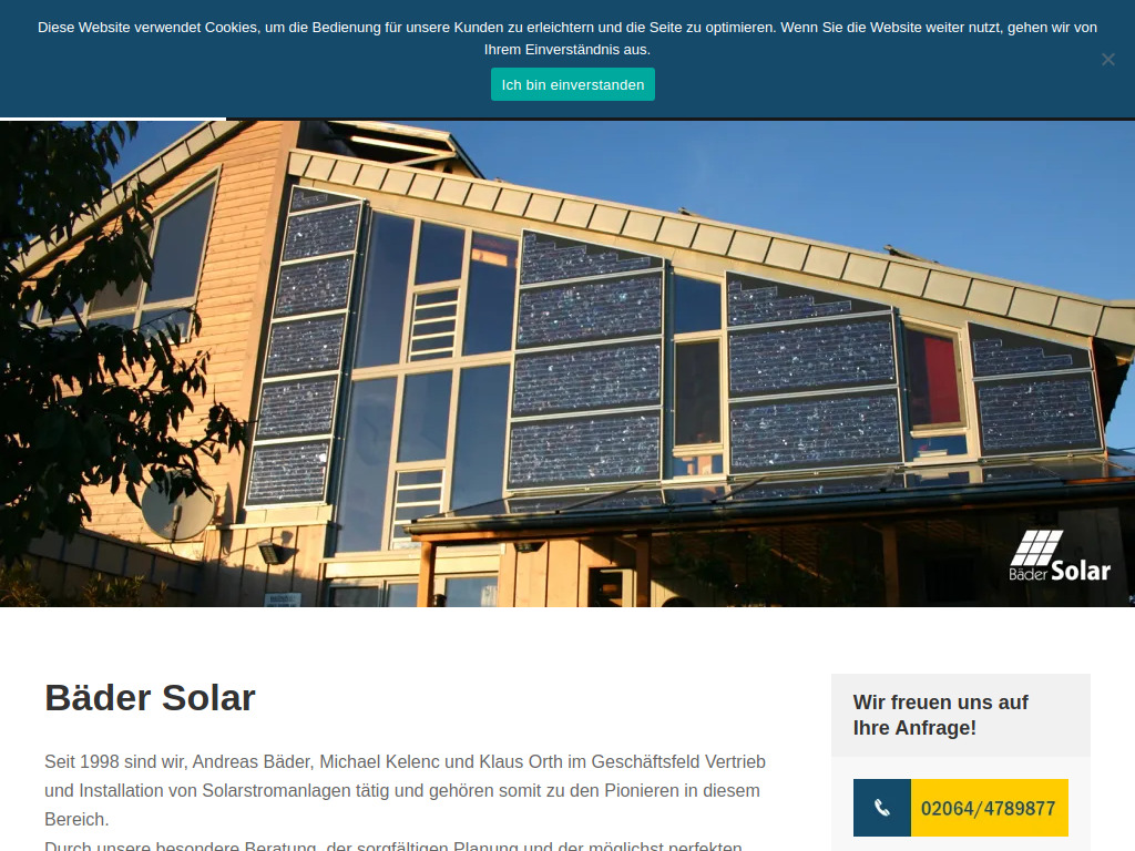 Website von Bäder Solar GbR in Dinslaken