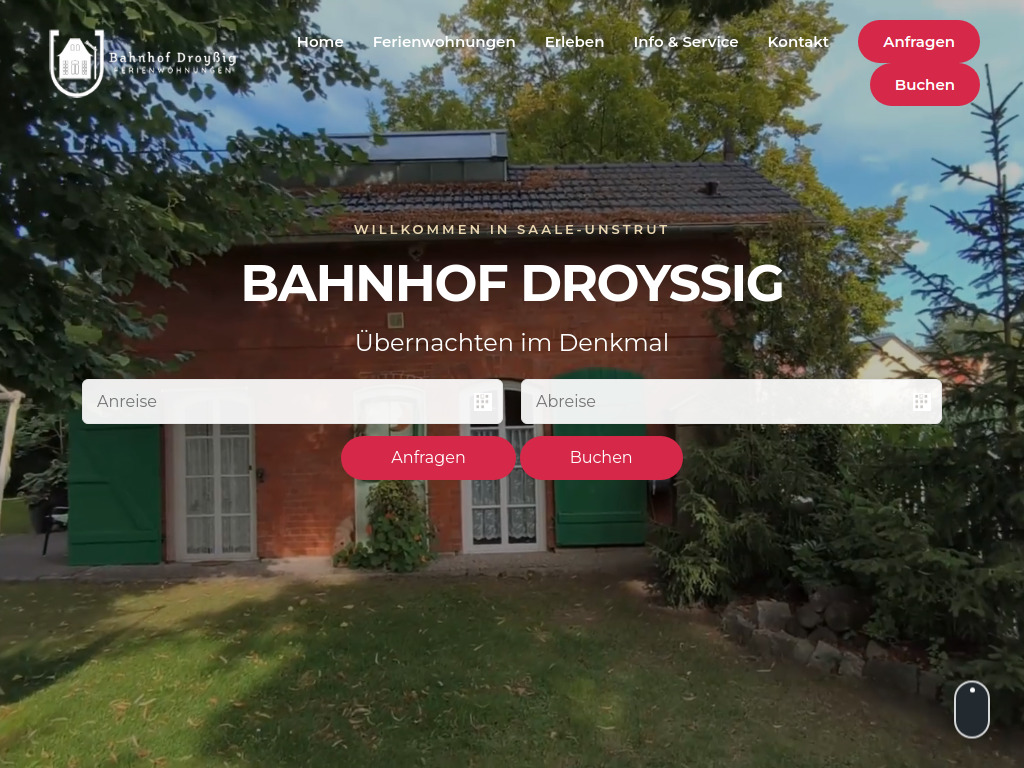 Website von Bahnhof Droyßig - Beikirch/Schomer GbR in Droyßig