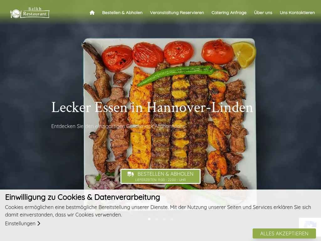 Website von Balkh Restaurant in Luxembourg