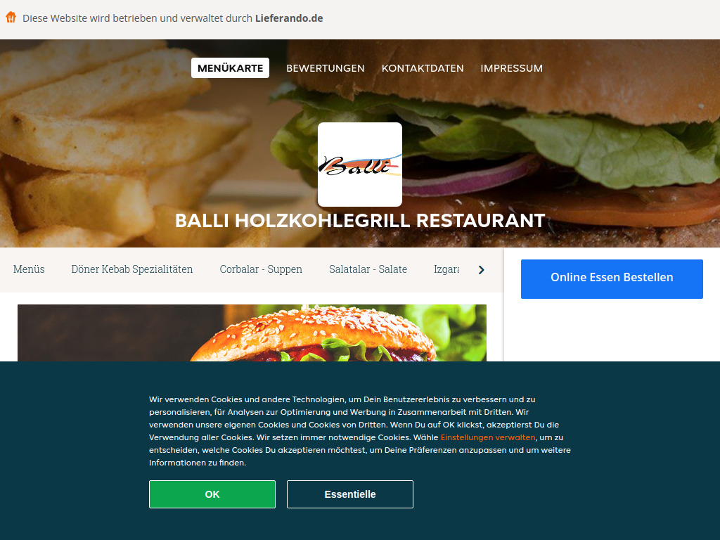Website von Balli Holzkohlegrill Restaurant - Essen online bestellen in Berlin