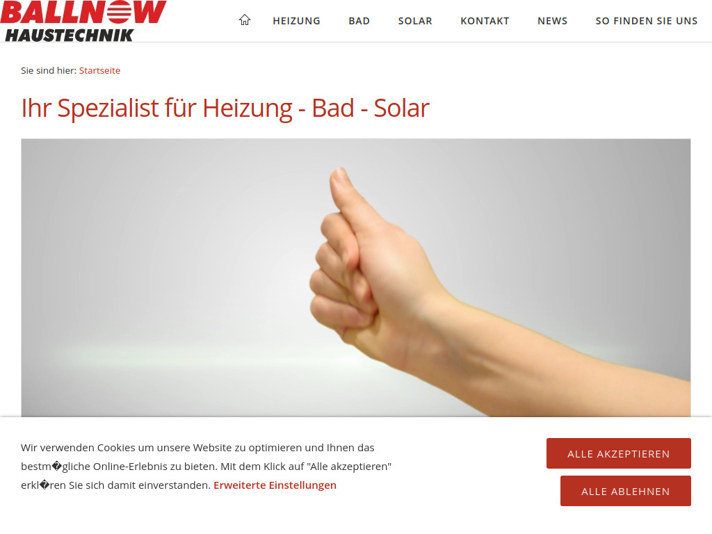 Website von Haustechnik Ballnow Beeskow in Tauche