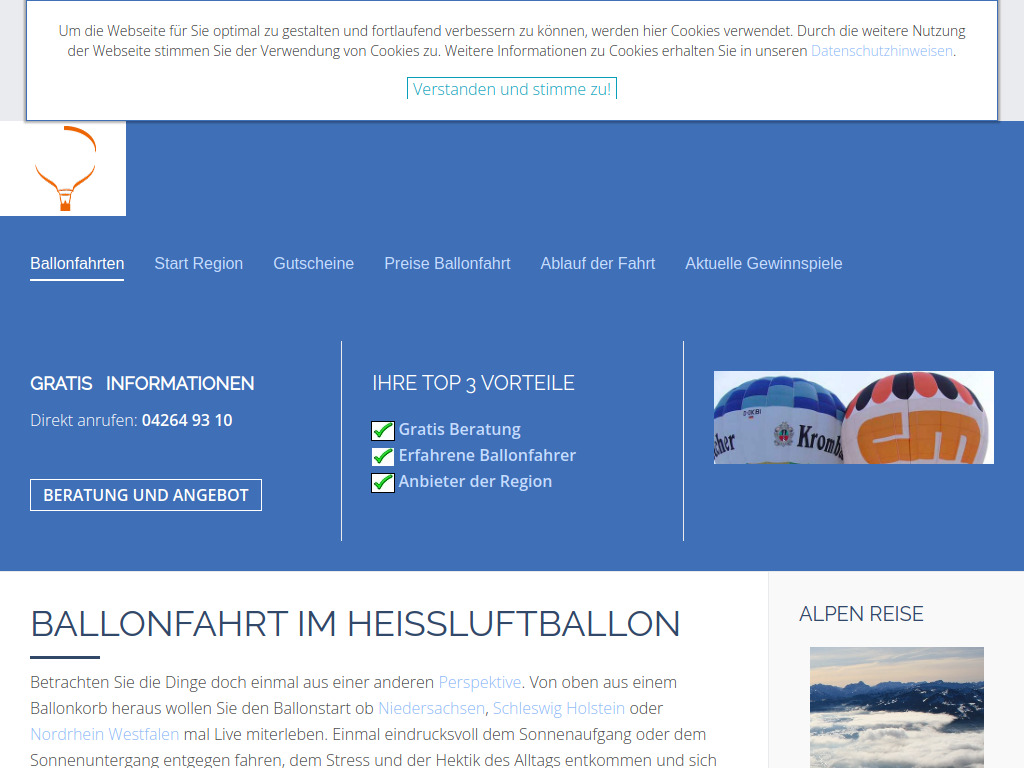 Website von Luftfahrtunternehmen Müller in Reeßum