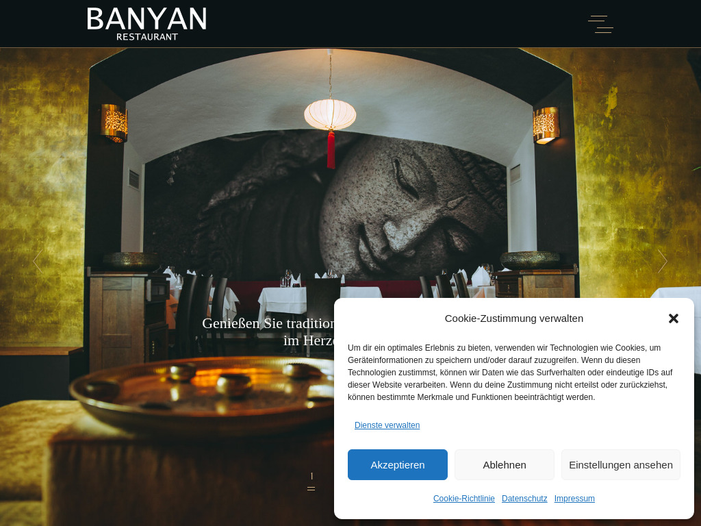 Website von BANYAN Restaurant in München