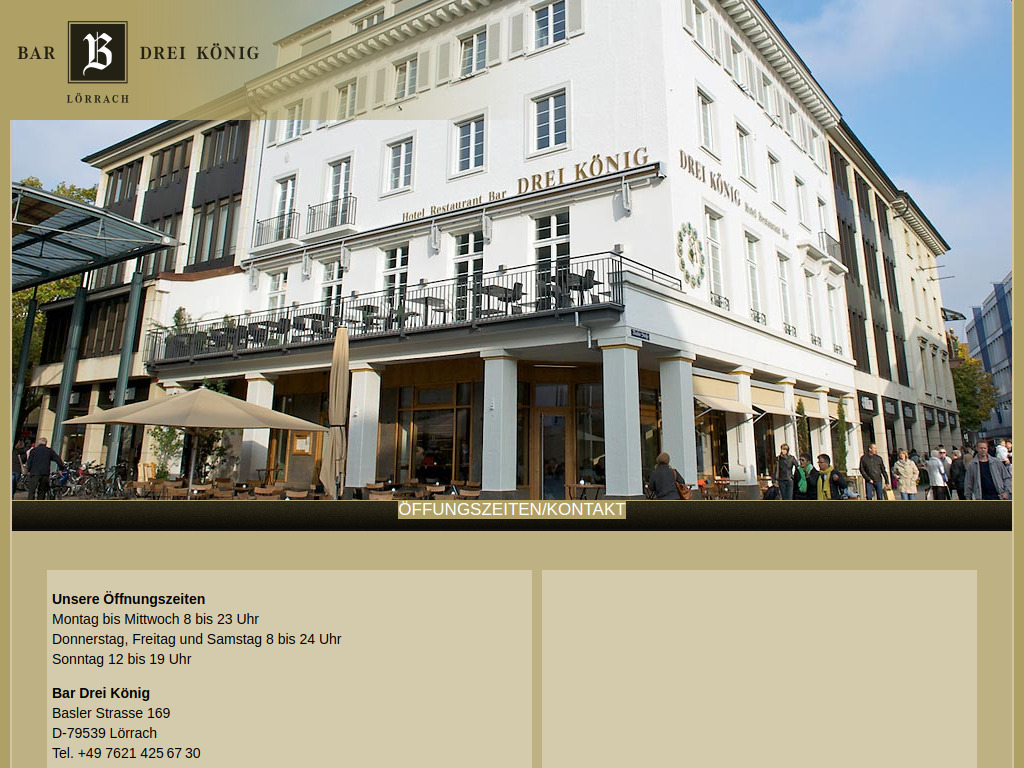 Website von Bar Drei König in Lörrach